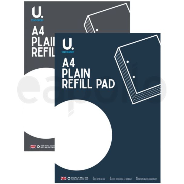 U. Stationery A4 Plain Refill Pad - Assorted (50 Sheets)