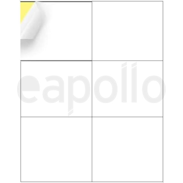 A4 Size 4 Stick On Label Sheet – 6 Label Per Sheet (100 x 95mm), Pack of 100 Sheets
