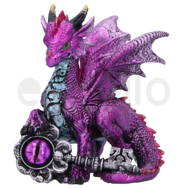 A Mystical Dragon Guardian Key Keeper Figurine - Purple (9.5cm)