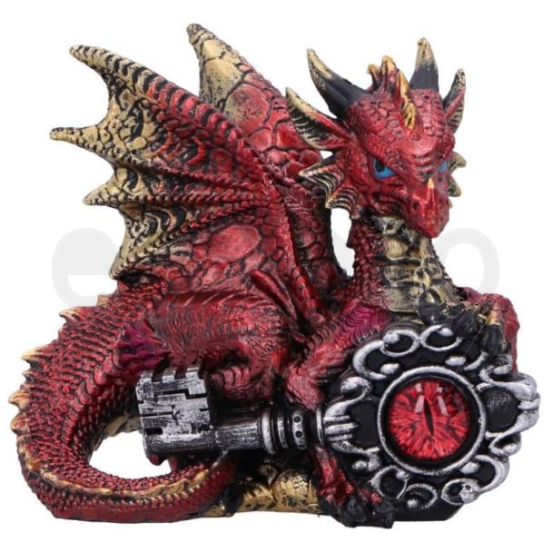 A Mystical Dragon Guardian Key Keeper Figurine - Red (8cm)
