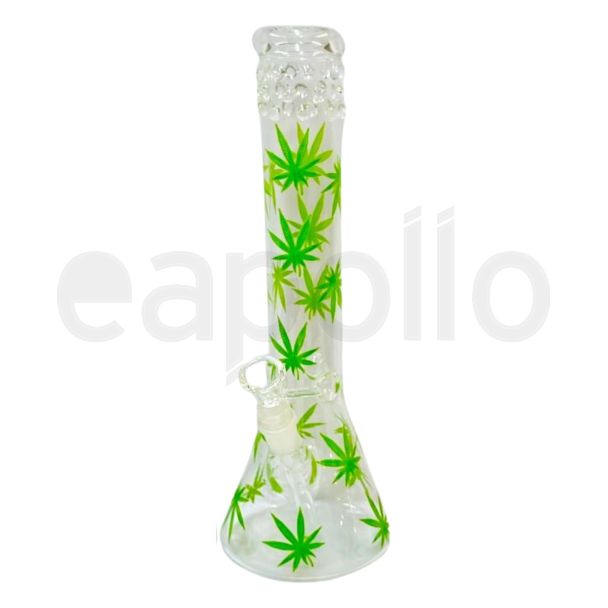 Leaf Design Ice Glass Waterpipe (36cm) - Assorted Colours