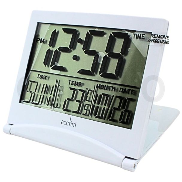  Acctim Digital Mini Flip II LCD Alarm Clock - White 