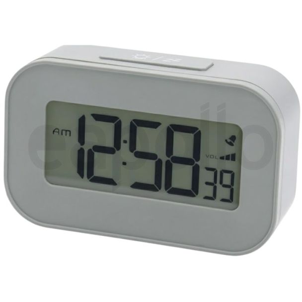 Acctim Jet LCD Digital Alarm Clock - Pigeon Grey (W9xH5.5xD2.5cm)