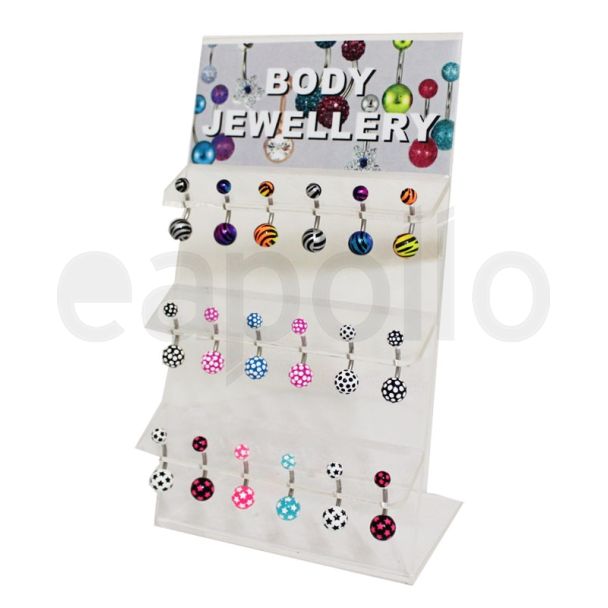 Acrylic Belly Bars (Printed Assorted Designs) - 10mm