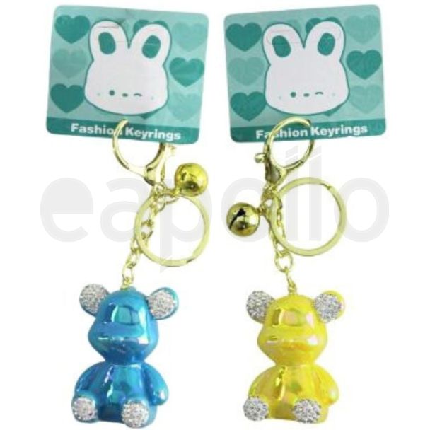 Acrylic Fashion Keyrings - Bear Diamond (Assorted Colours)
