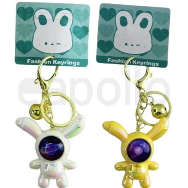 Acrylic Fashion Keyrings - Bunny Astronaut Design (Assorted Colours)