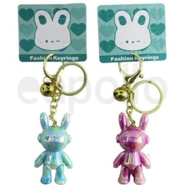 Acrylic Fashion Keyrings - Rabbit Design (Assorted Colours)