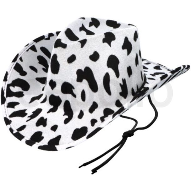 Adult Cow Print Cowboy Hat with Chin Cord