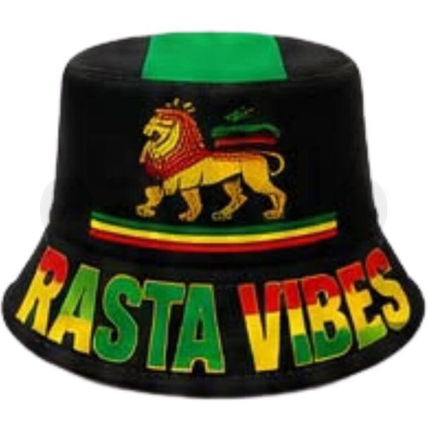 Adult Rasta Vibes Lion Bucket Hat - Black