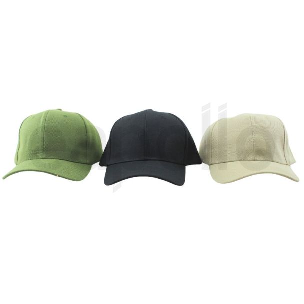 Adults 6 Panel Plain Baseball Cap – (Assorted Colours)