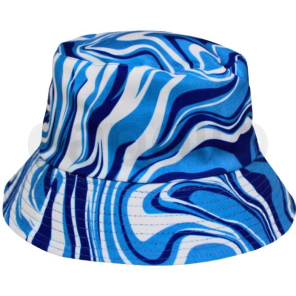 Adults Blue Colour Zebra Design Bucket Hat