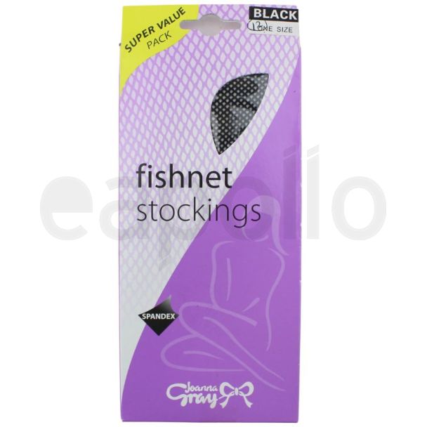Joanna Gray Spandex Fishnet Stockings - Black (One Size) 