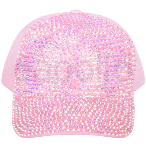 Adults Rhinestone Decor Baseball Cap - Baby Pink