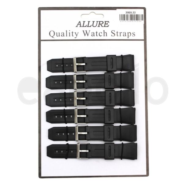 Allure Casio Replacement (Non Genuine) PU Watch Straps - Black - 22mm