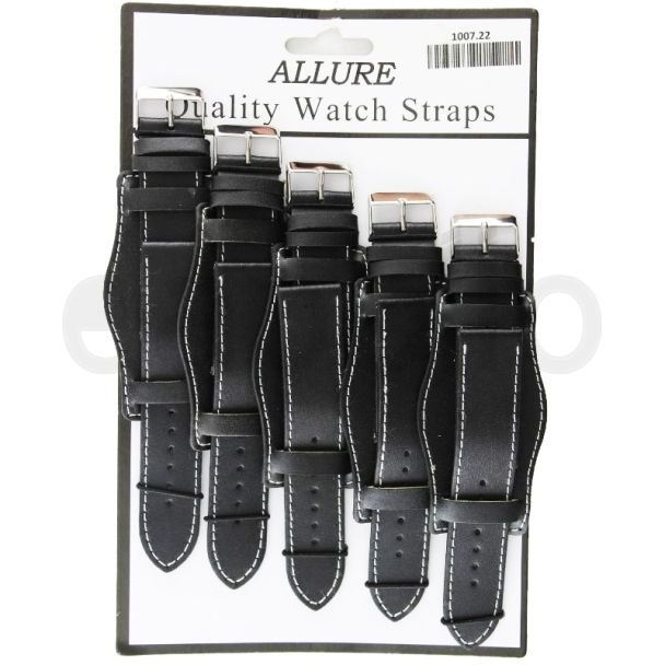 Allure Military Oval Black Watch Straps - 22mm
