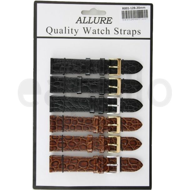 Allure Premium Ostrich Croc Grain Watch Straps - Tan/Black - 20mm