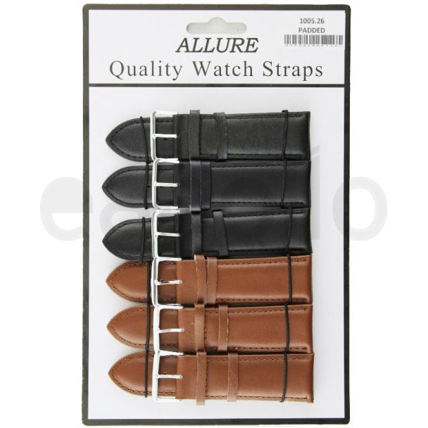 Allure Premium Padded Leather Watch Straps - Asst 26mm