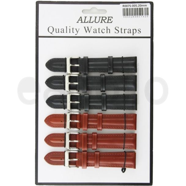 Allure Premium Single Ribbed Quality Straps Brown/Black - 20mm