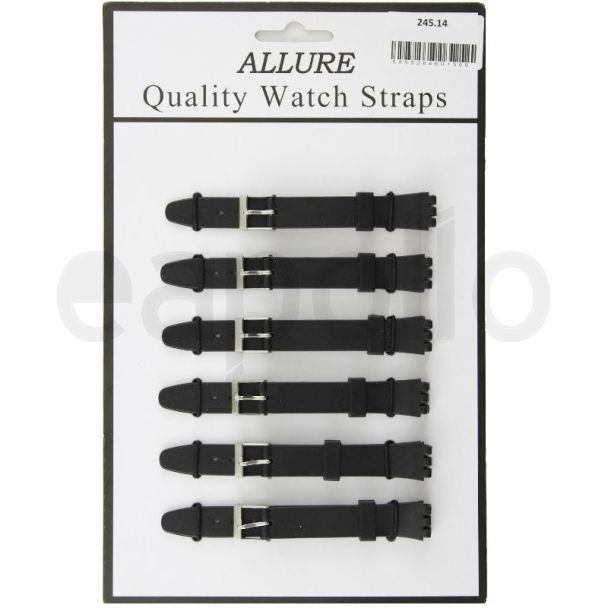Allure Silicone Replacement Watch Straps - Black - 12mm