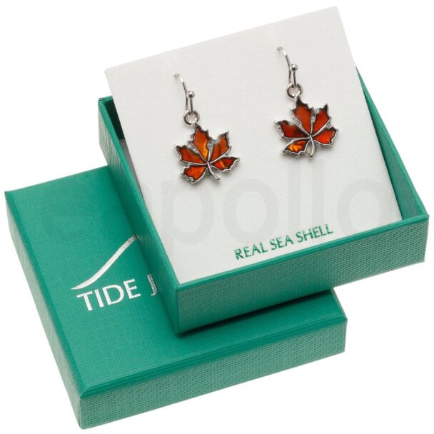 Amber Paua Shell Autumn Leaf Hook Earrings