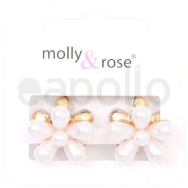 Pearl Bead Flower Mini Hair Clamps
