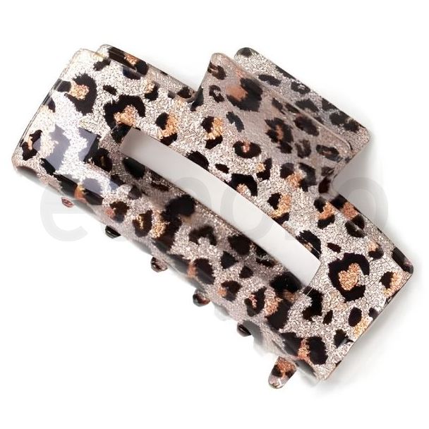 Animal Print Glitter Rectangle Hair Clamp - 7.5cm