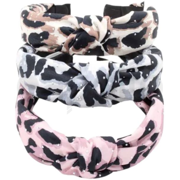Animal Print Knotted Alice Band with Diamante Detail - Assorted - 3cm Wide