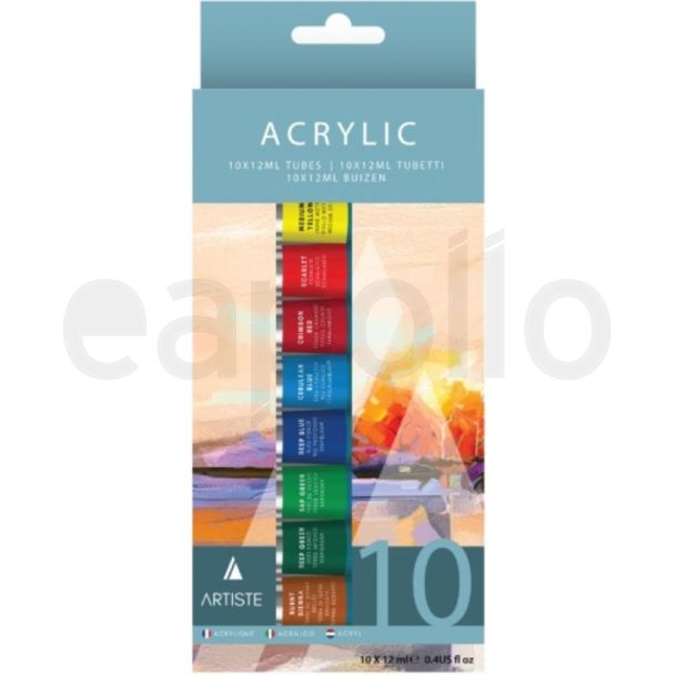 Artiste Acrylic Paint Tubes 12ml 10 Pack