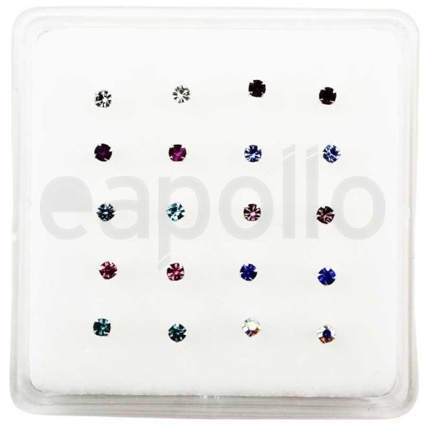 Wholesale Sterling Silver Round Claw Set Austrian Crystal Nose Pins 3mm - Assorted 