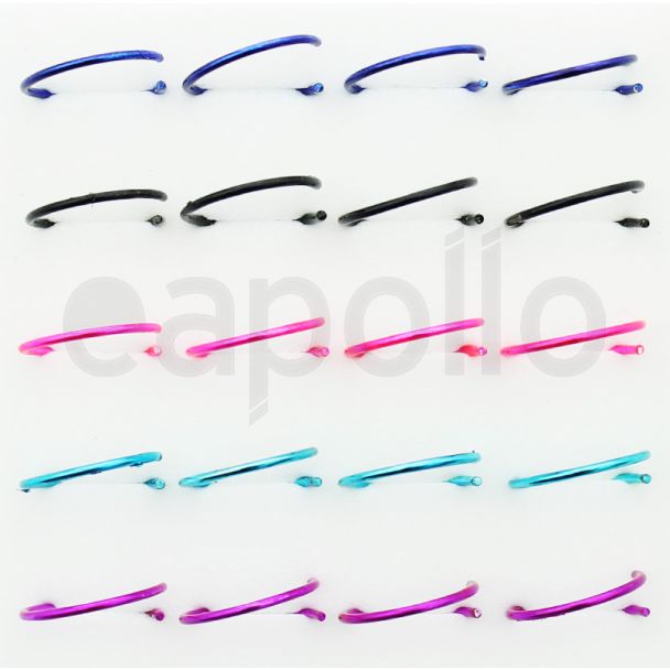 Sterling Silver Plain Nose Rings Set - Asst. Colours (10 mm)