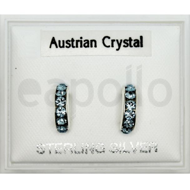 Austrian Crystal Semi Hoop Earrings Assorted - 9mm