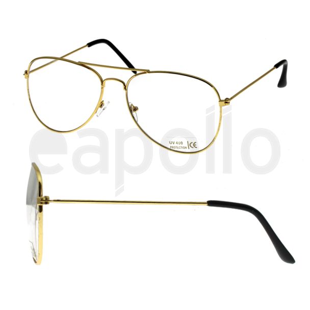 Aviator Glasses - Clear Lens (Gold Frame)