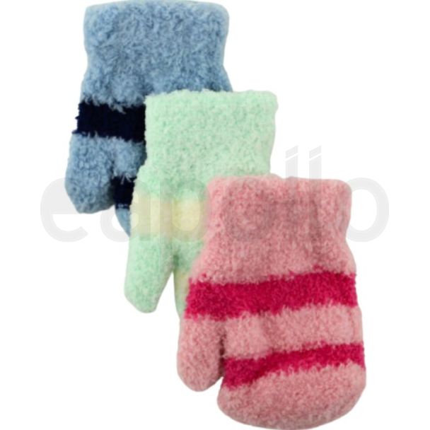 Babies Soft Touch Striped Mittens - Assorted 