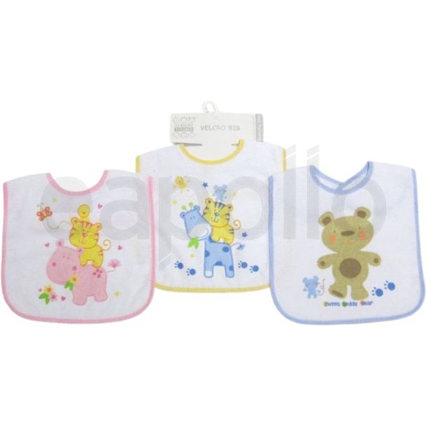 Baby Touch Fastening Bibs - Assorted