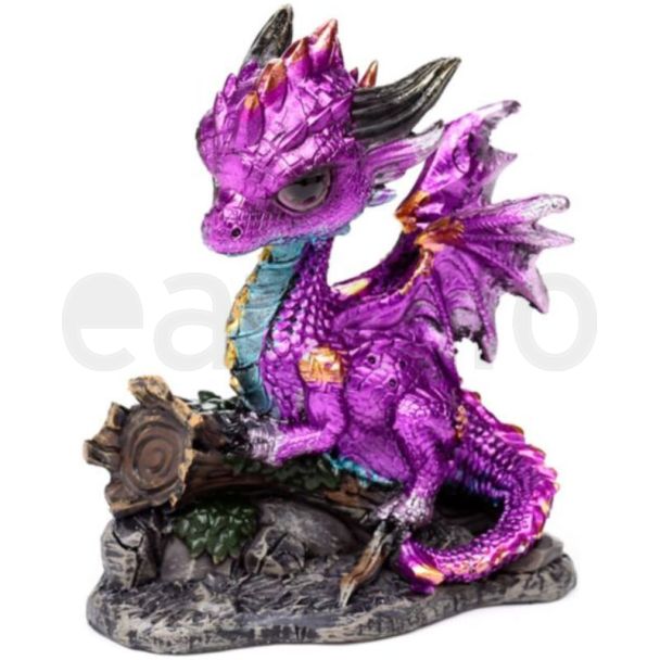 Baby Woodland Dragon Resin Ornament with Amethyst Effect (11cm)