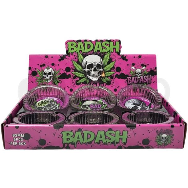 Bad Ash Design Glass Ashtray - Assorted (8.5x3.5cm)