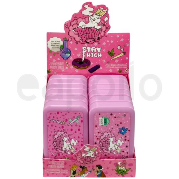Baked & Bunny Printed Plastic Rolling Box - Pink (12.5x7.5cm)