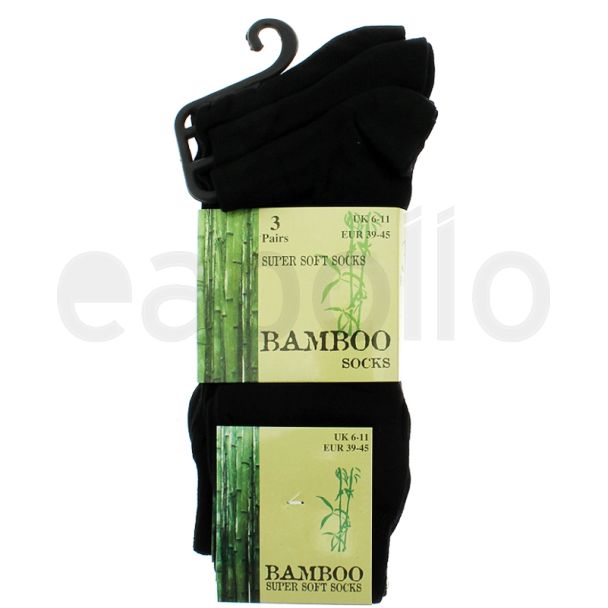 Bamboo Super Soft Plain Socks Size UK - 6-11 (Black)