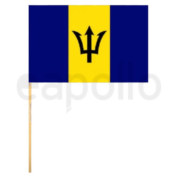 Barbados Hand Flag With Wooden Stick - 18" x 12"