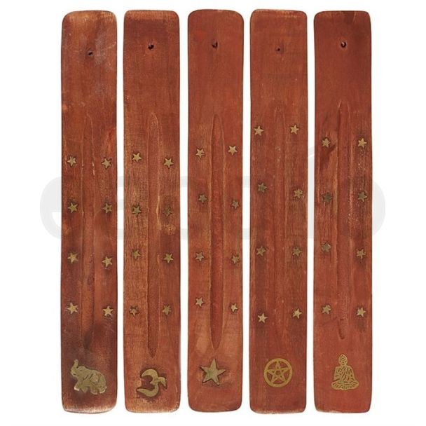 Basic Wooden Incense Holder With Inlay - Assorted