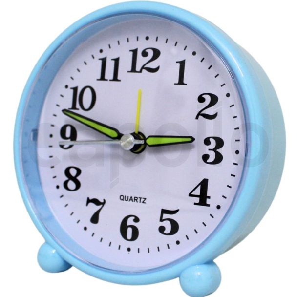 Bedside Quartz Alarm Clock - Sky Blue (10 x 10 x 3.8 cm)