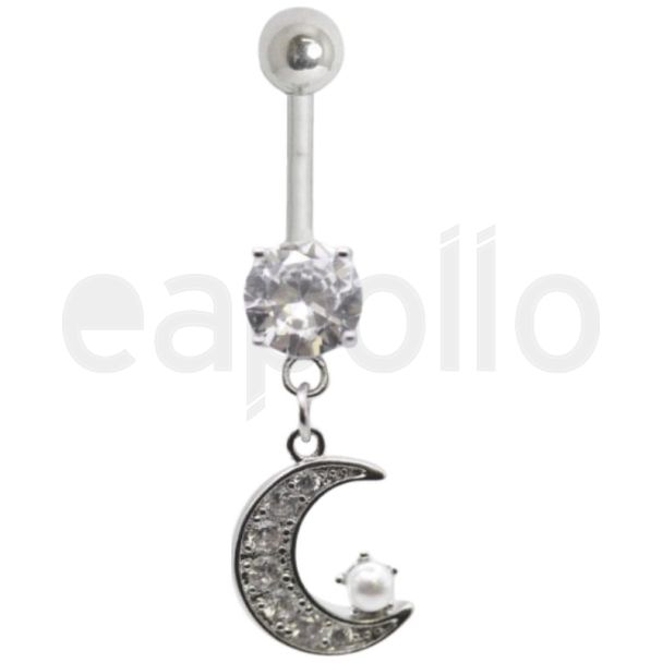 Belly Bar with a Moonlit Pearl - 10mm