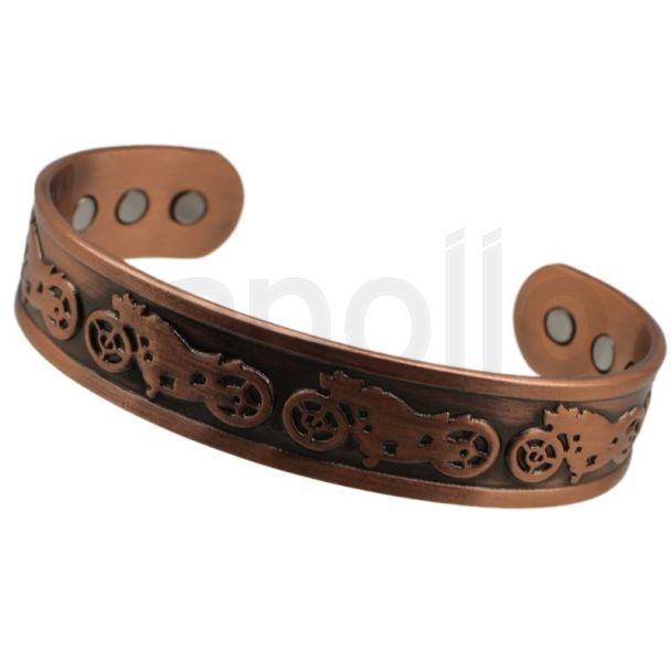 wholesale Magnetic Copper Bangle - Motorcycle Design (M)