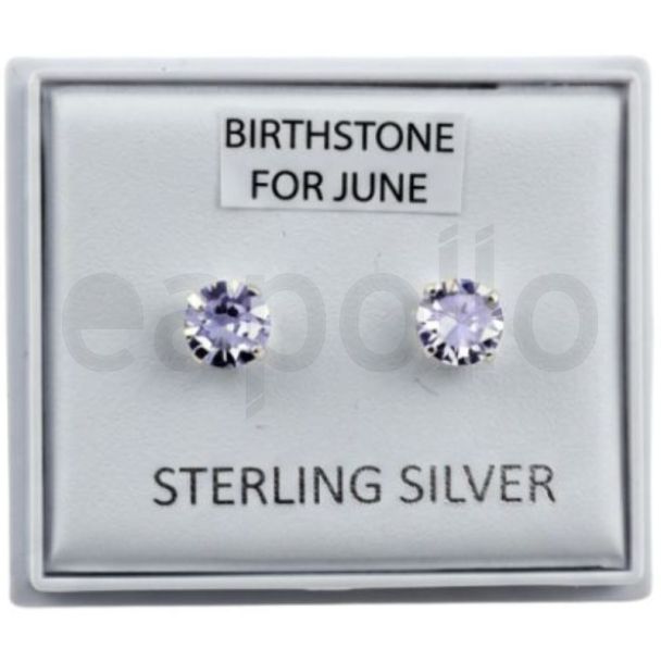 Birthstone Studs Earrings - June 5 mm
