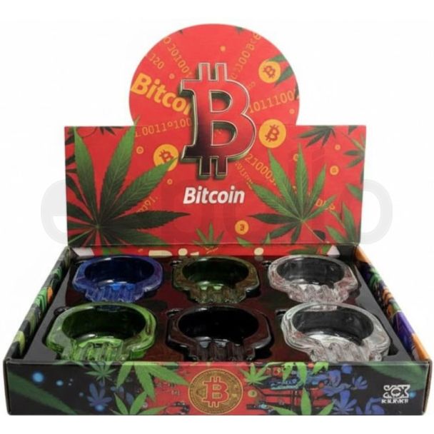 Bitcoin Leaf Design Glass Ashtray - Assorted (9.5x7.5cm) 