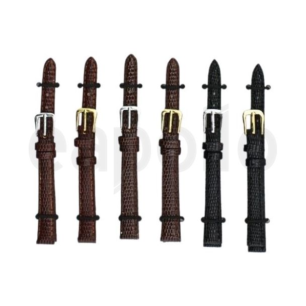 Black & Brown Lizard Grain Leather Watch Straps - Assorted - 10mm