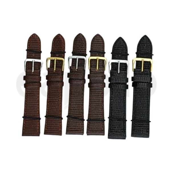 Black and Brown Lizard Grain Leather Watch Straps - 20mm