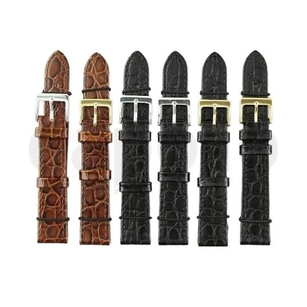 Black & Brown Premium Crocodile Grain Leather Watch Straps - 18mm