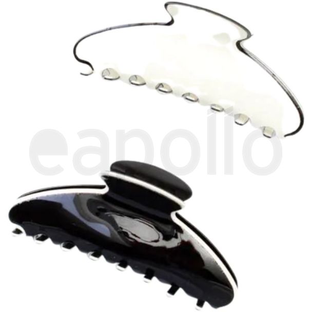 Black and Cream Contrast Trim Hair Clamp – 10cm