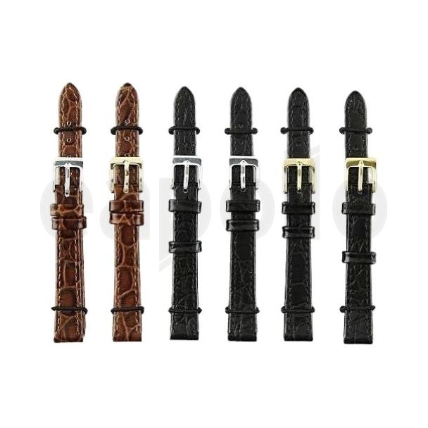 Black, Brown & Tan Crocodile Grain Leather Watch Straps - 10mm